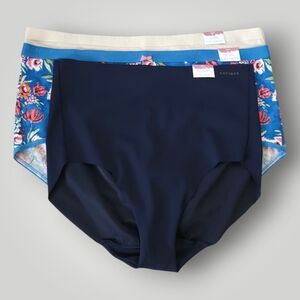 Cacique Plus Size 18/20 Full Brief Panty Set Cotton & Invisible Edge No-Show Com